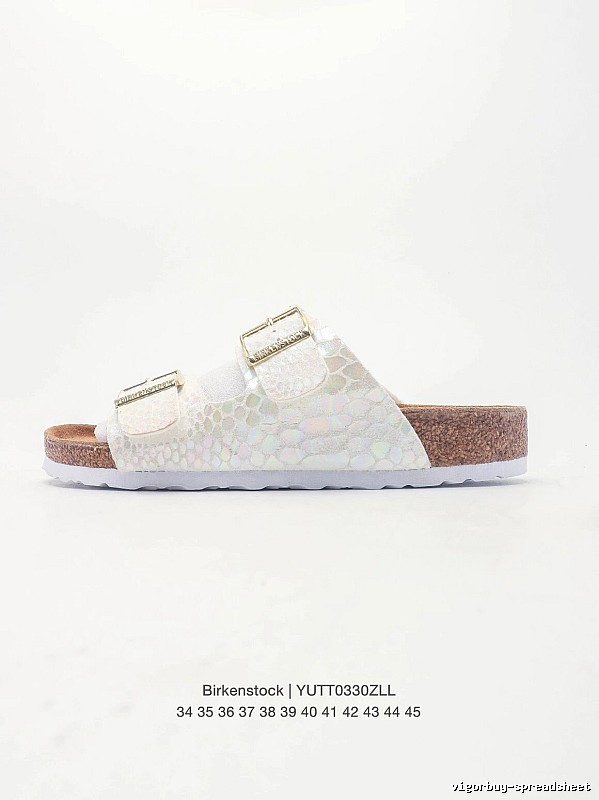 Birkenstock Double-Buckle Casual Iridescent White Slide Sandals