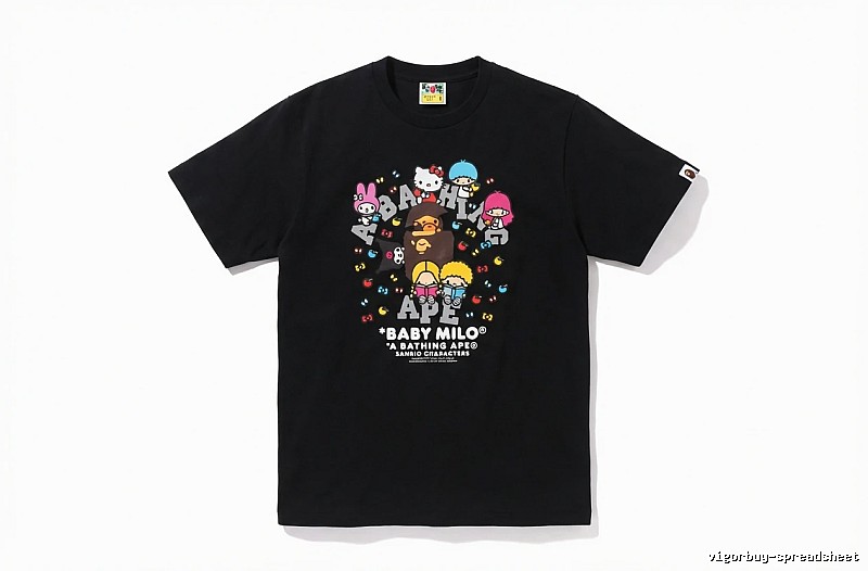 Black T-shirt with Bape cartoon prints