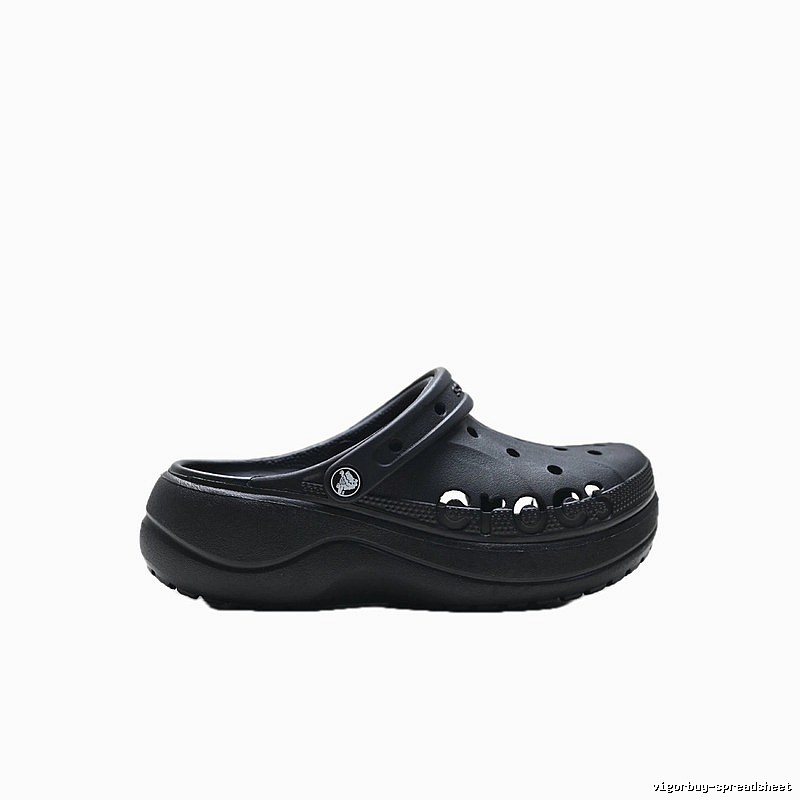 Black thick - soled Crocs clogs.