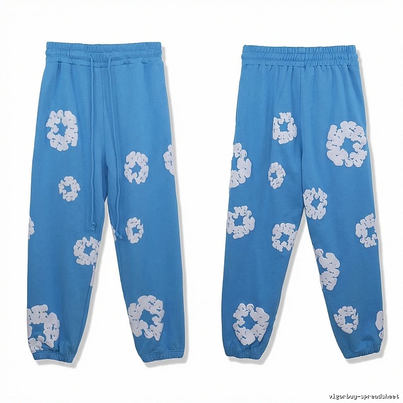 Blue casual pants with DENIM TEARS print