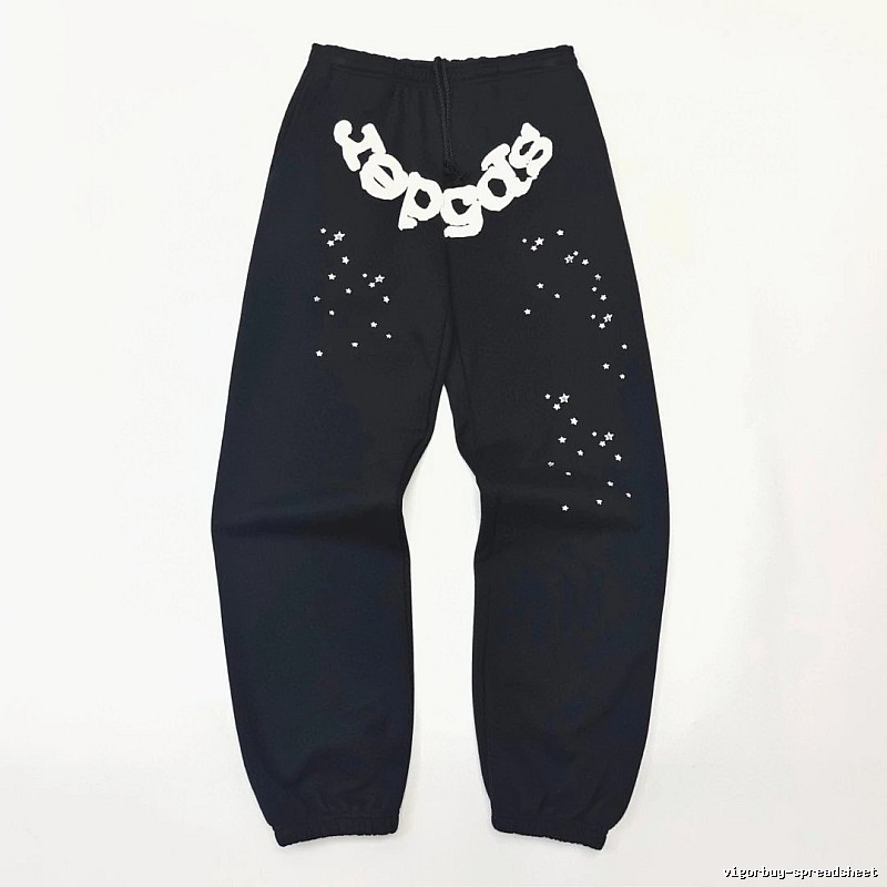 Bold White Branding Sp5der Logo Sweatpants in Black