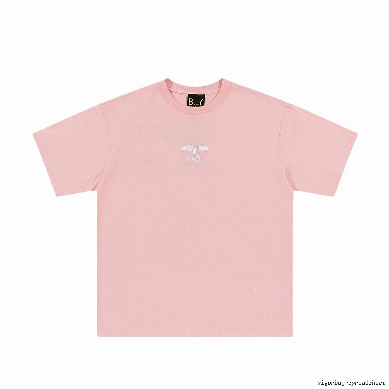 BOY Wing Print Street-style Pink Short Sleeve T-Shirt