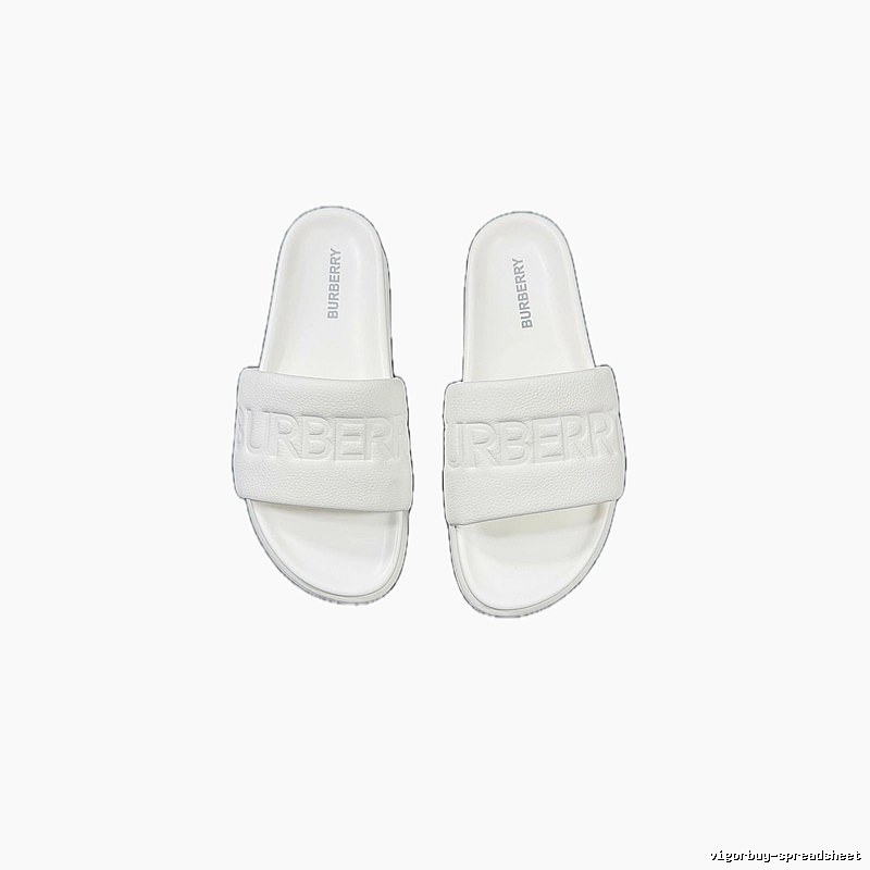 Burberry Embossed Minimalist Style White Slides