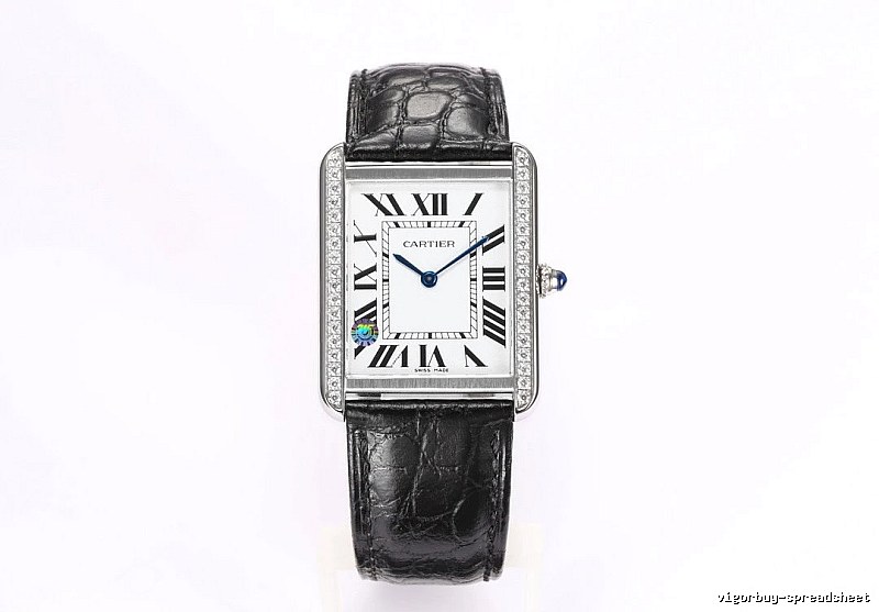 Cartier Tank-Style Dress Watch Travel Edit in Silver And Black