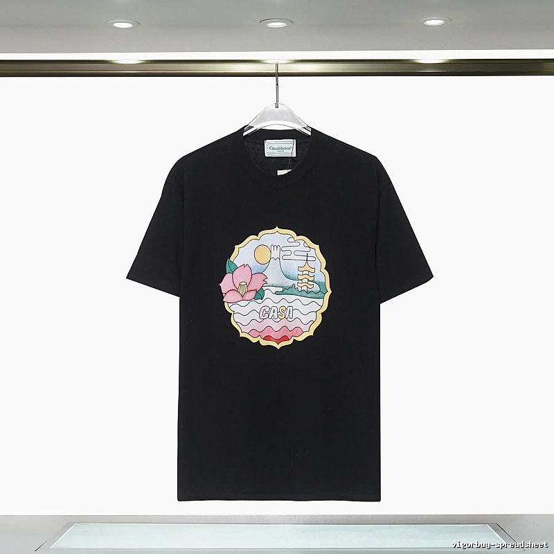 Casablanca Print Retro Style Black T-shirt