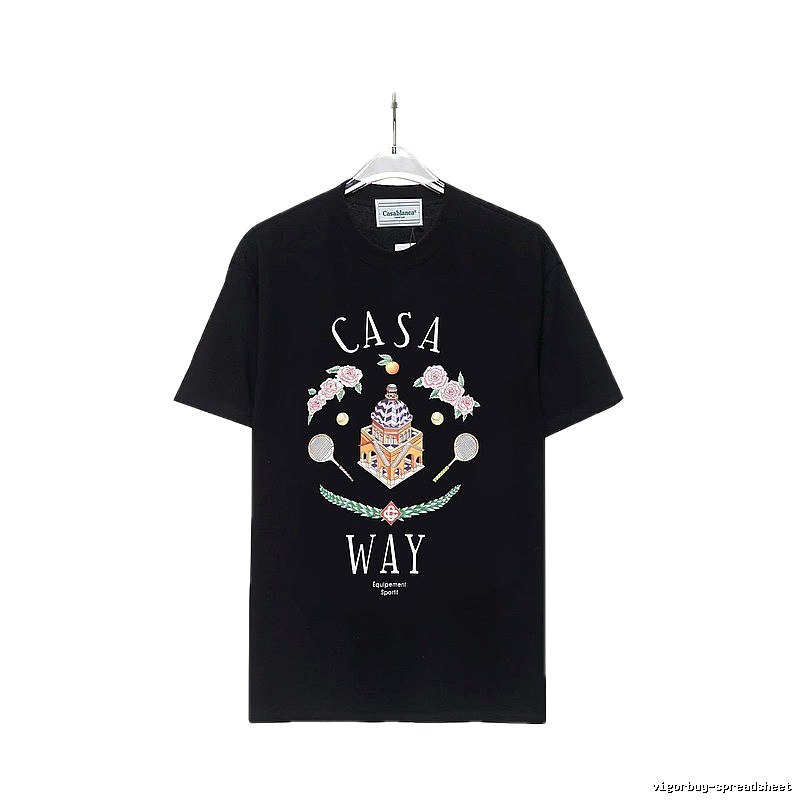 Casablanca Print Retro Style Black T-shirt
