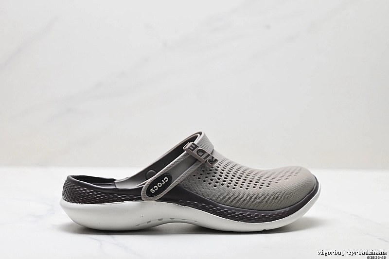 Casual style of Crocs clogs in gray and black