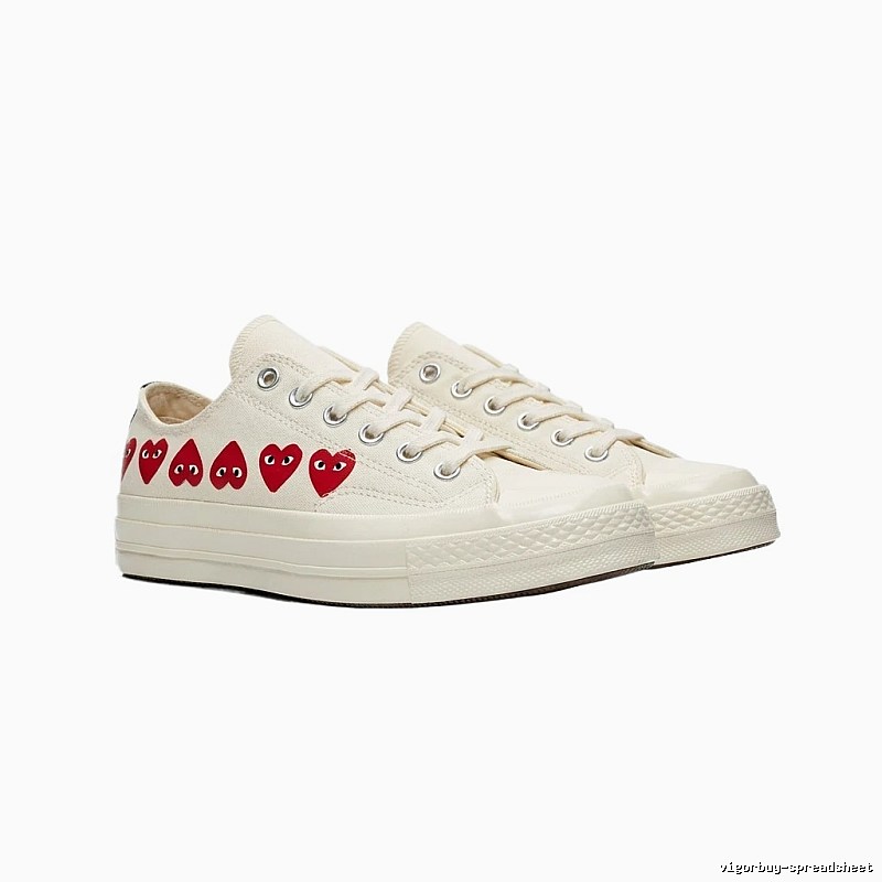 CDG Love Series White Canvas Shoes