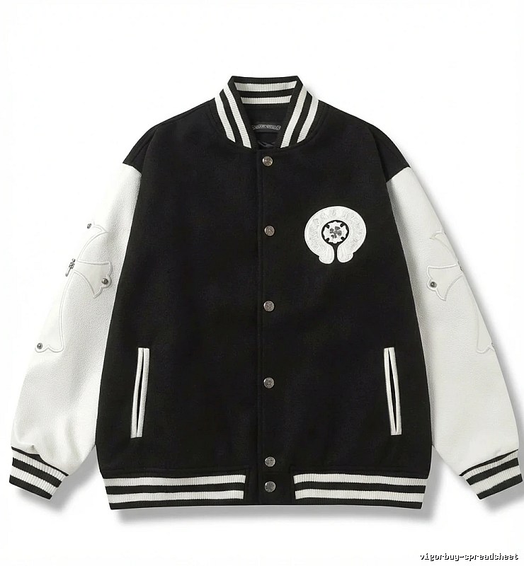Chrome Hearts Baseball Style Black and White Jacket