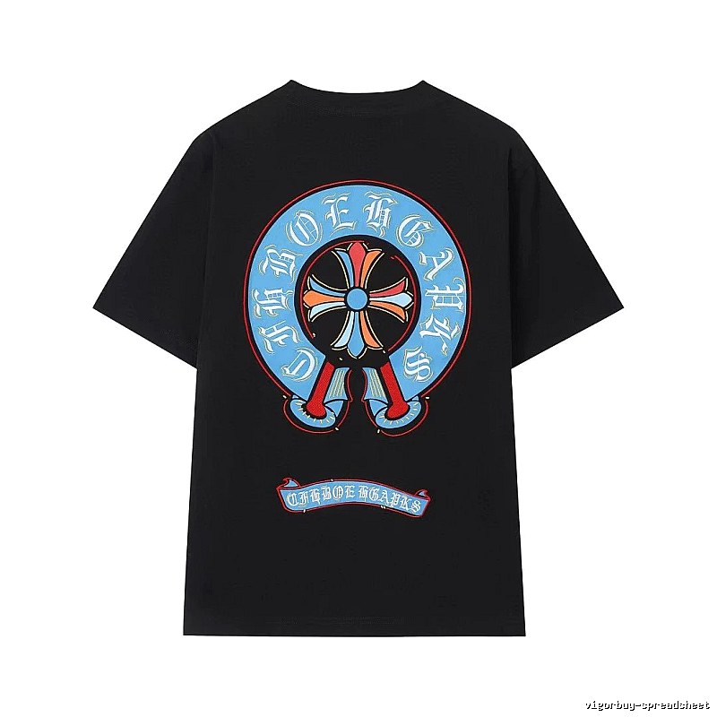 Chrome Hearts Colorful Cross Trendy Cool Style Black Short-sleeve T-shirt