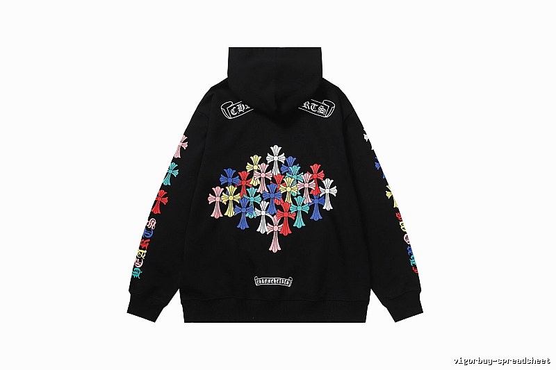 Chrome Hearts Compact Cross graphic hoodie Black Blue Cross for Sport-Inspired Styling