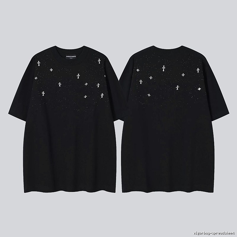 Chrome Hearts Cross Embroidered Street Style Black Short-sleeve T-shirt