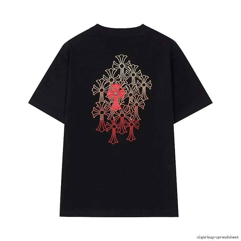 Chrome Hearts Cross Embroidered Street Style Black T-Shirt