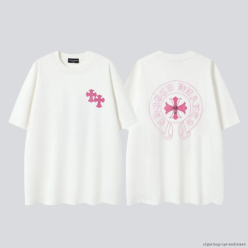 Chrome Hearts Cross Embroidered Street Style Off-White T-Shirt