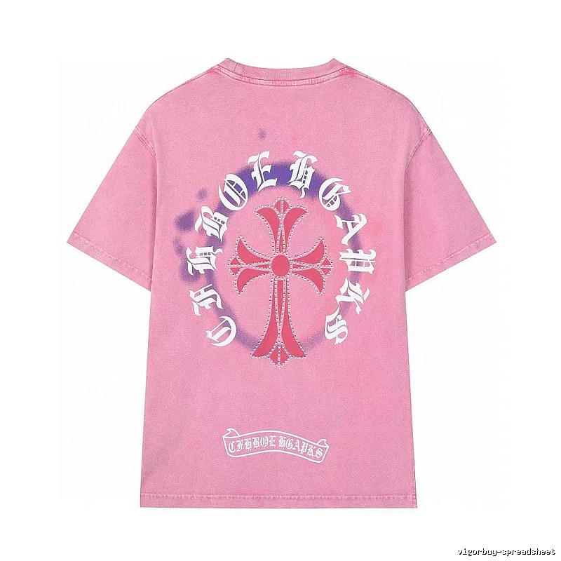 Chrome Hearts Cross Vintage Style Pink T-Shirt