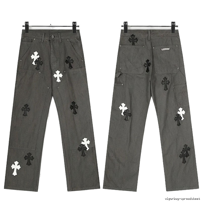 Chrome Hearts Cross Workwear Style Grey Pants
