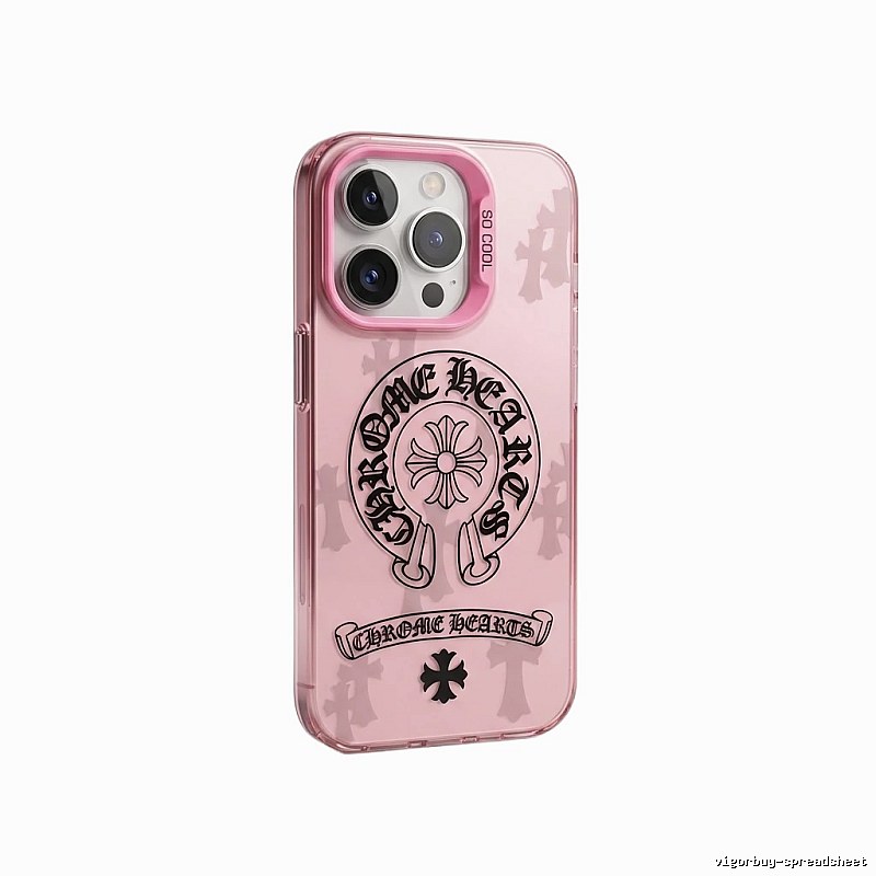 Chrome Hearts dark style pink iPhone case