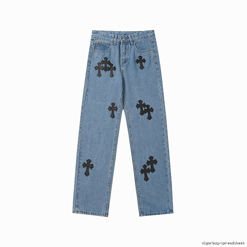 Chrome Hearts Easy Match Graphic jeans Light Denim Jeans for Leisure Wear