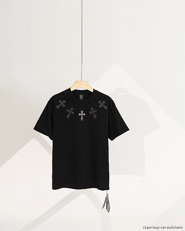 Chrome Hearts Gothic Style Cross Patch Black T-Shirt