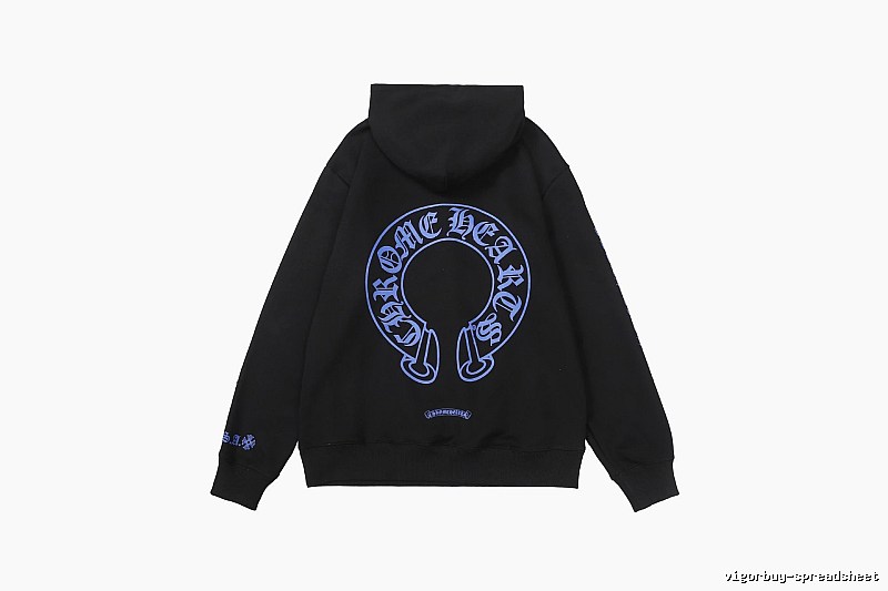 Chrome Hearts Logo Detail Cross graphic hoodie Black Blue Cross with Functional Detail