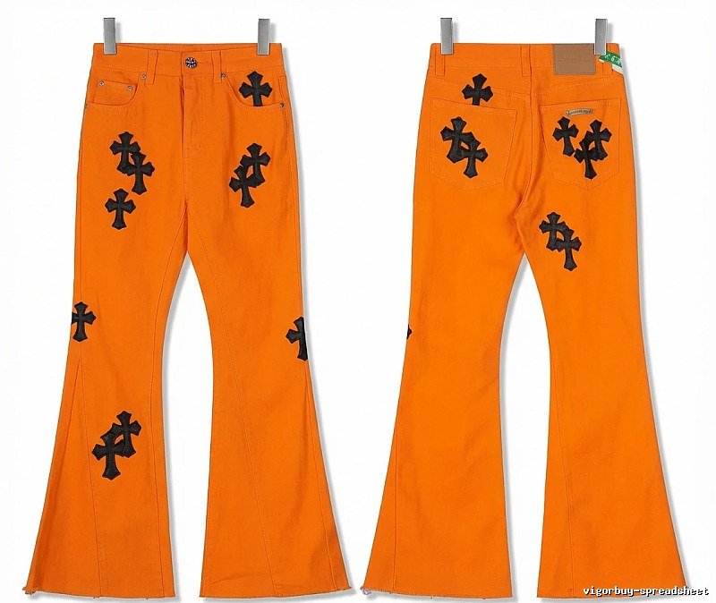 Chrome Hearts Orange and Black Flared Pants
