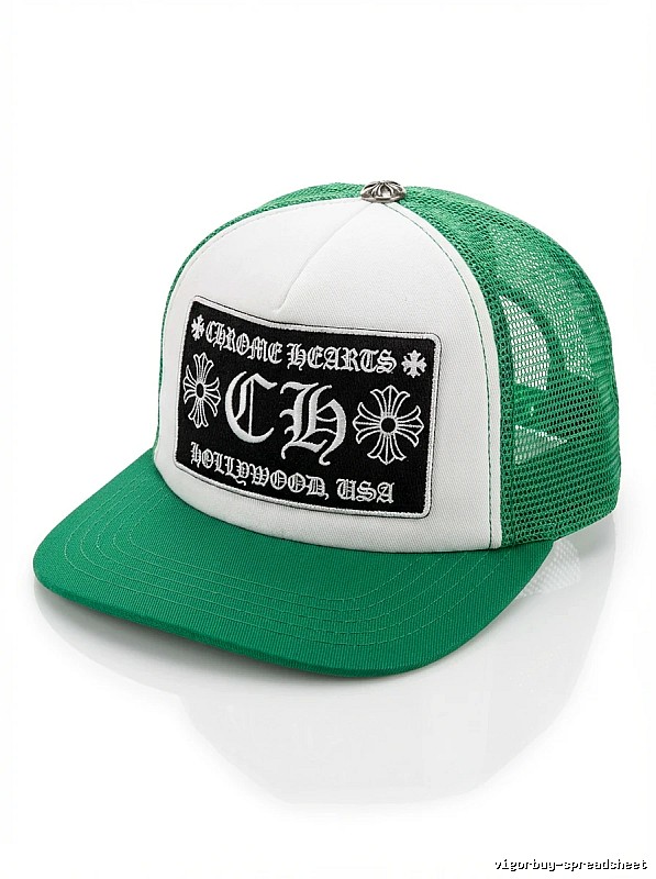 Chrome Hearts Retro Style Green and White Hat