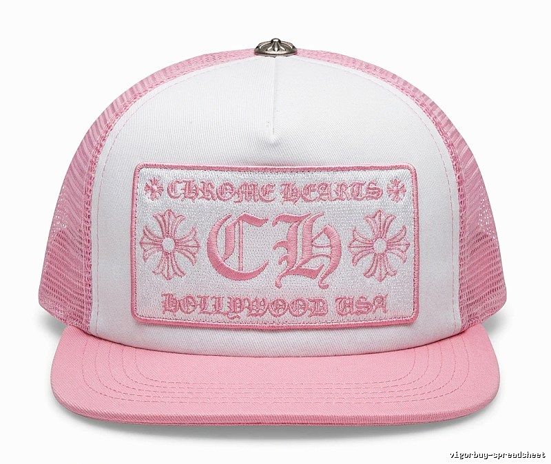 Chrome Hearts Retro Style Pink and White Hat