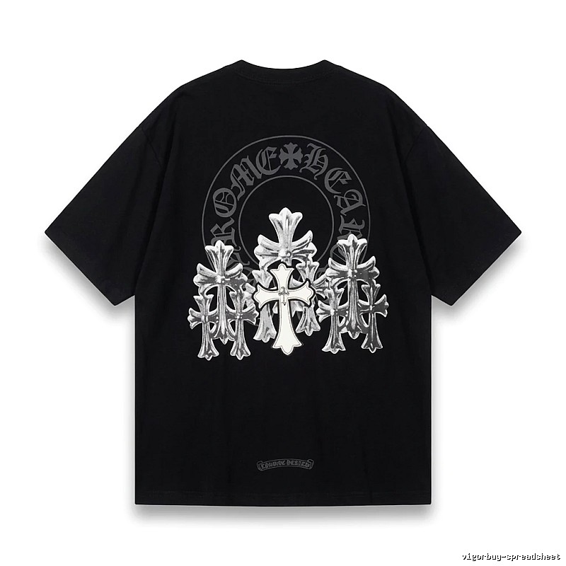 Chrome Hearts Silver Cross Black T - Shirt