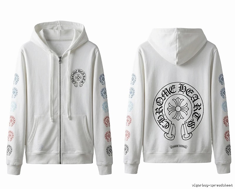Chrome Hearts White Hoodie with Horseshoe Print Style