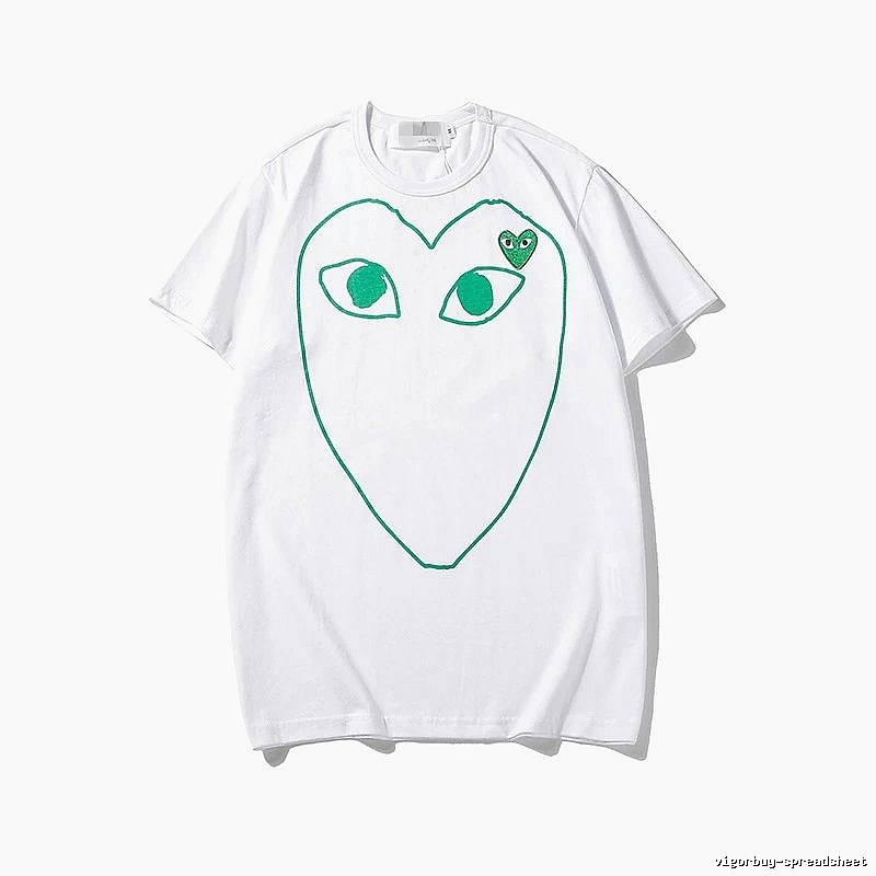 Comme des Garcons PLAY 2023-13 Green Style 2313 Heart Logo T-Shirt Soft Neutral