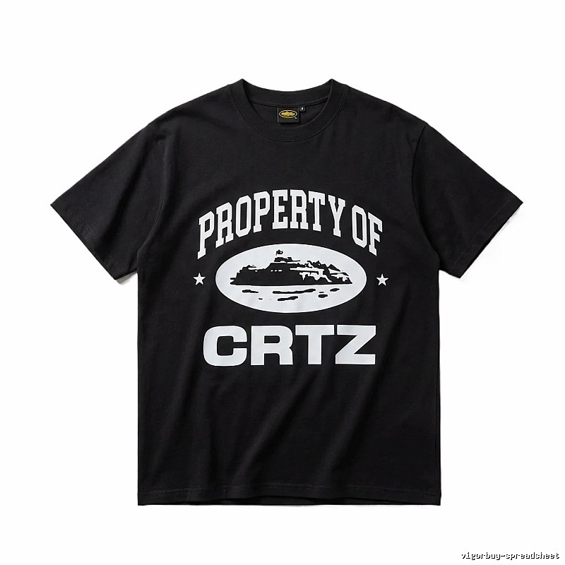 Corteiz black and white minimalist style T-shirt