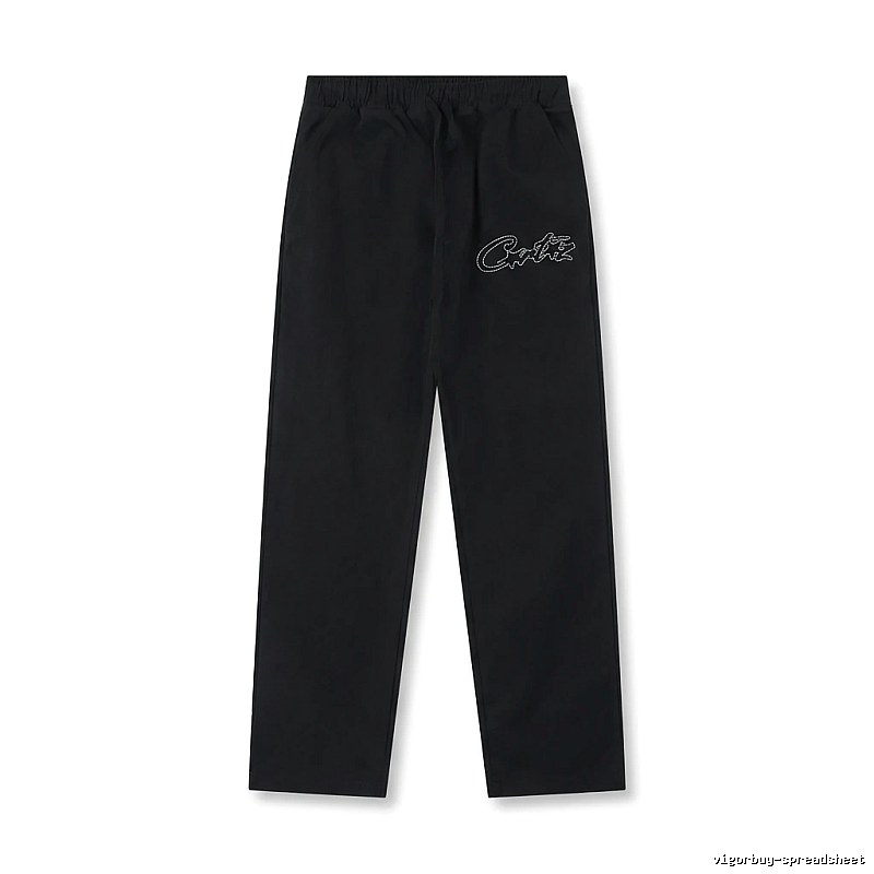 Corteiz minimalist style black long trousers