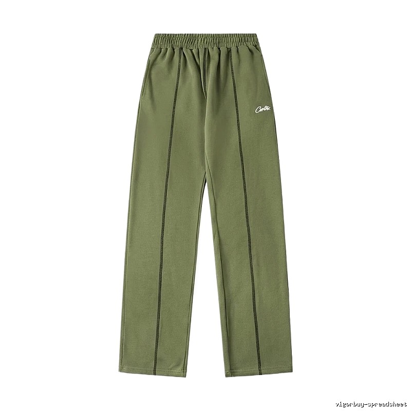 Corteiz minimalist style olive green long trousers
