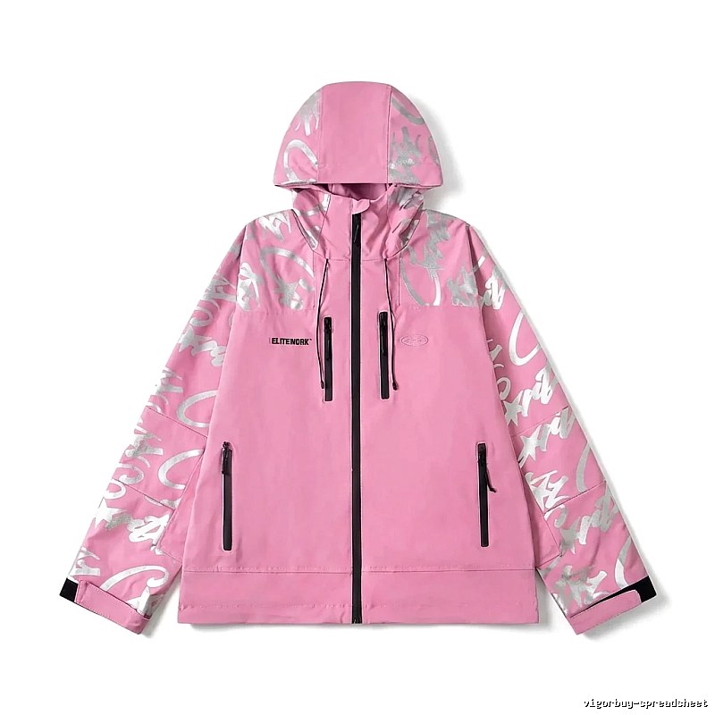 Corteiz Printed Trendy Pink Coat