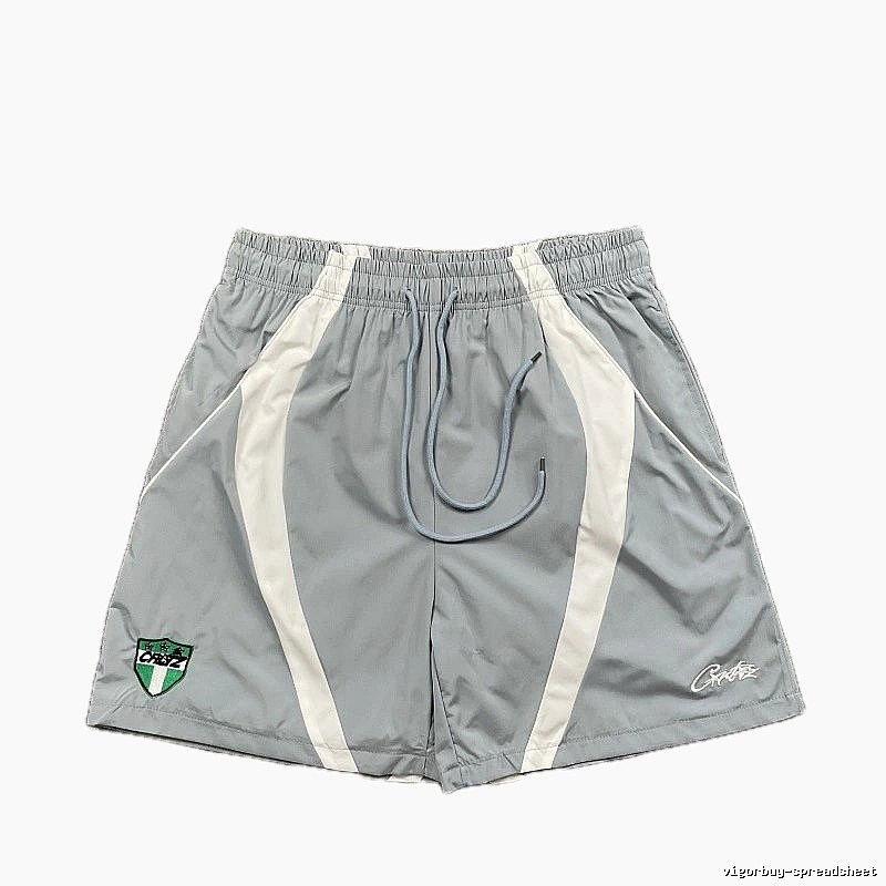 Corteiz Shield Logo Street Style Light Gray Athletic Shorts