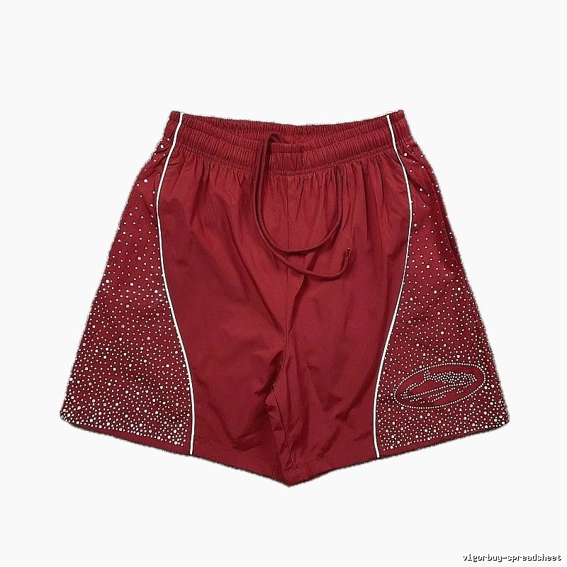 Corteiz Starry Street Style Burgundy Shorts