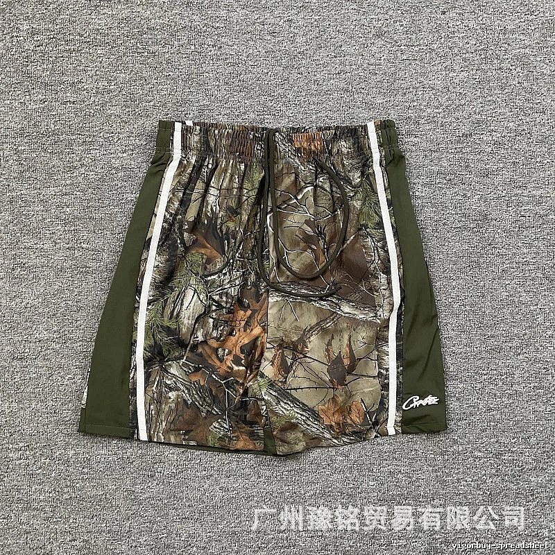 Corteiz Street Style Camouflage Army Green Athletic Shorts
