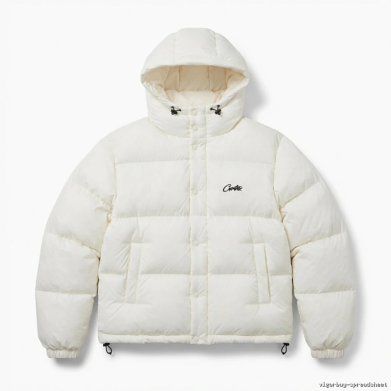 Corteiz trendy brand simple style white cotton-padded coat