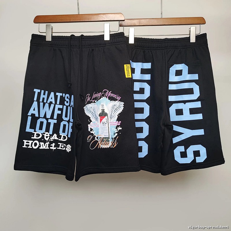 COUGH SYRUP Print Street Style Black Shorts