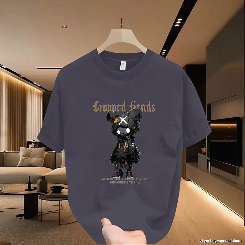 Crowned Heads Mechanical Bear Street Style Charcoal Gray T-Shirt