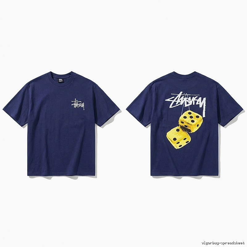 Deep blue T-shirt with Stussy dice print