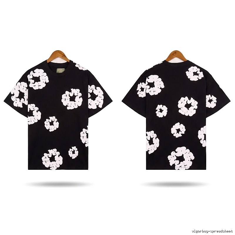 DENIM TEARS Black and White Retro Short-sleeve Shirt