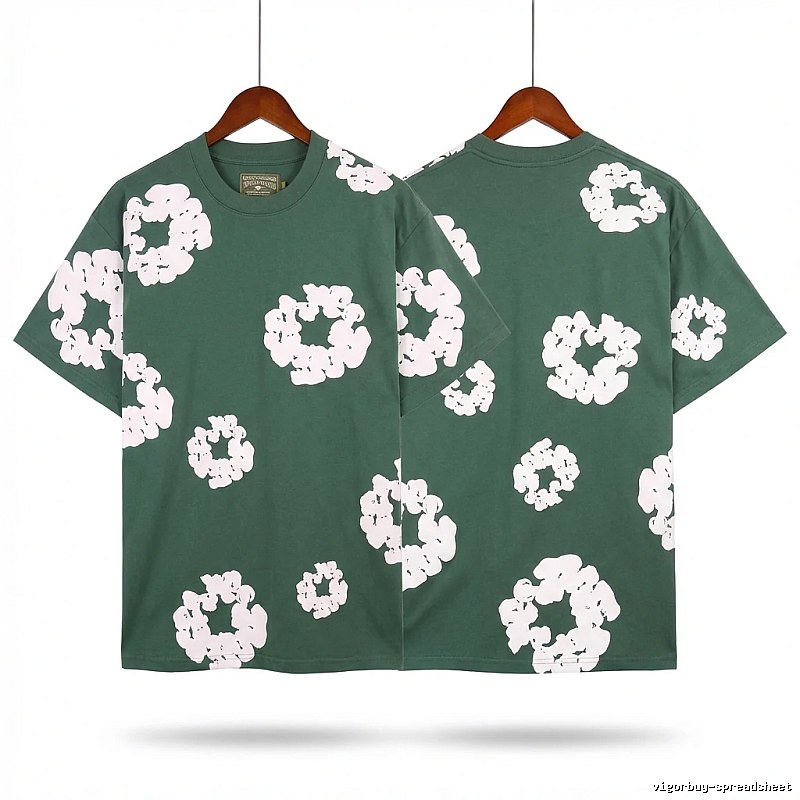 DENIM TEARS retro-style green short-sleeve