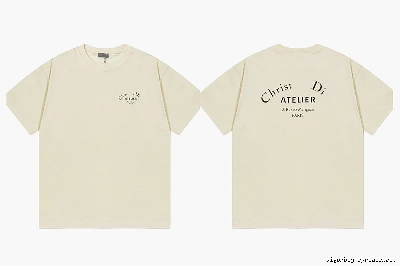 Dior Atelier Minimalist Style Beige Short-sleeve T-shirt