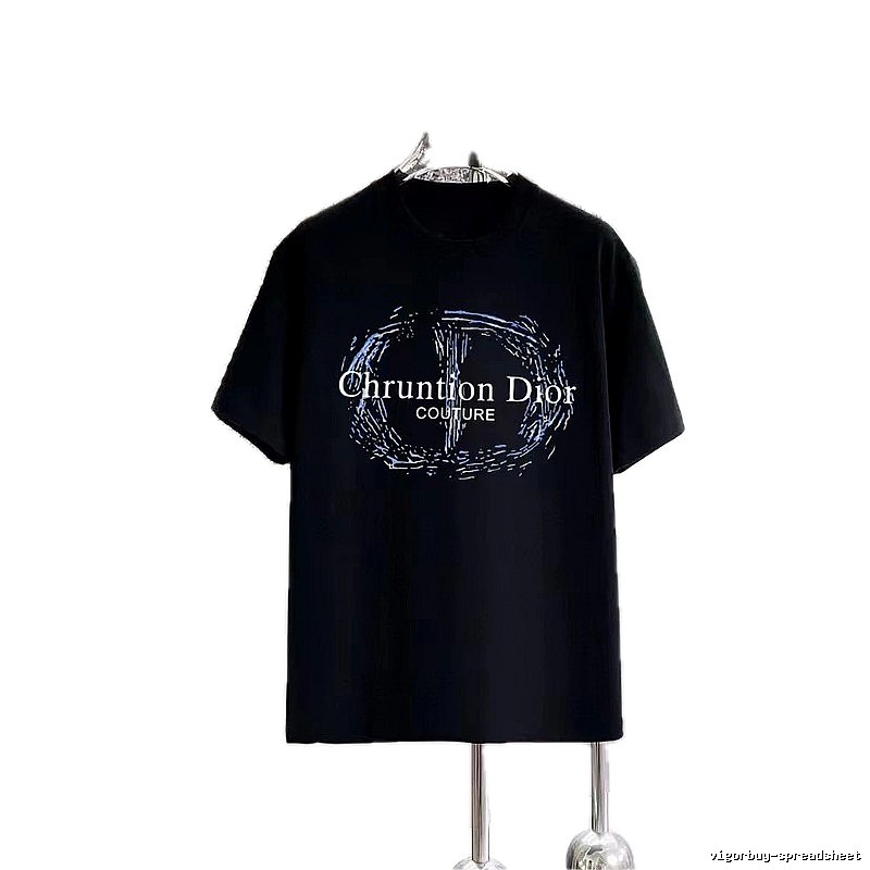 Dior Couture Light Luxury Style Black T-Shirt