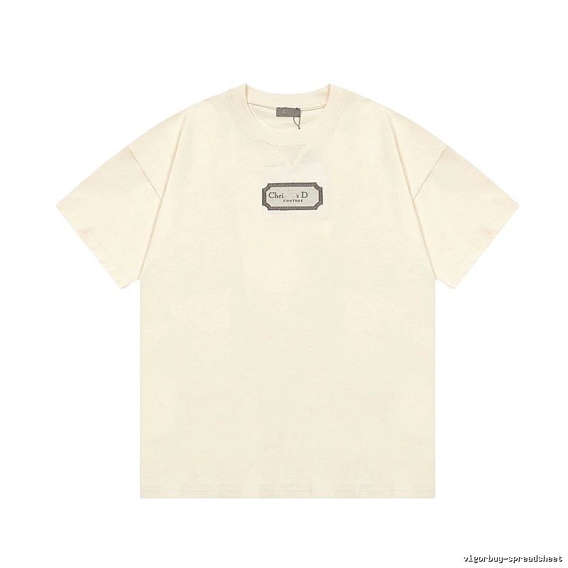 Dior Couture Minimalist Style Off-White Short-sleeve T-shirt