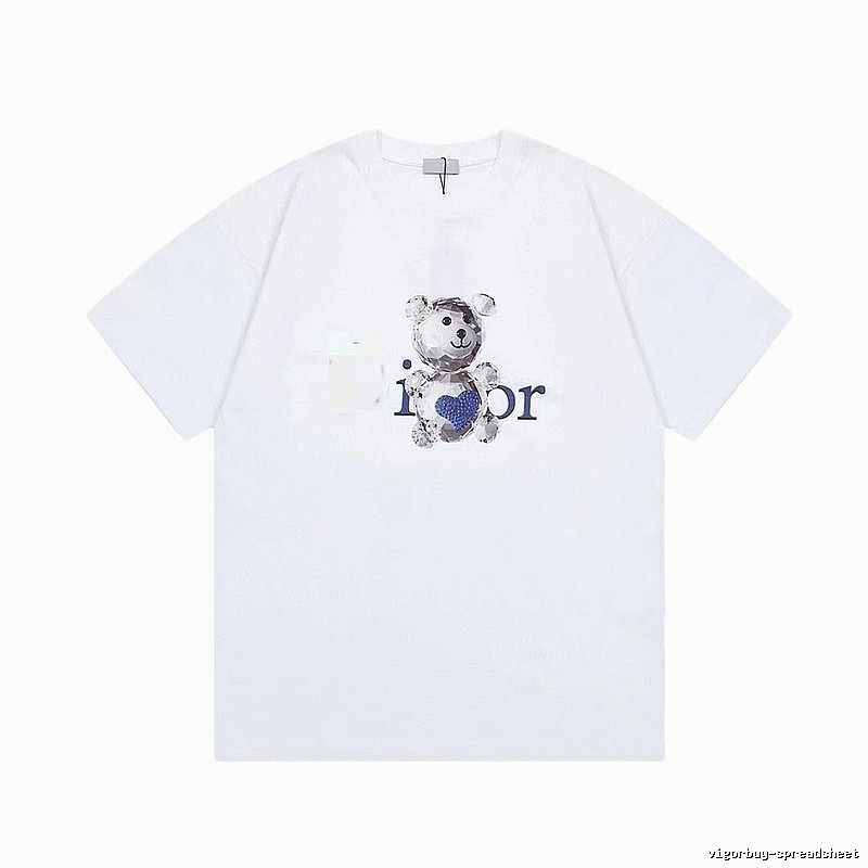 Dior Crystal Bear Trendy Style White T-Shirt