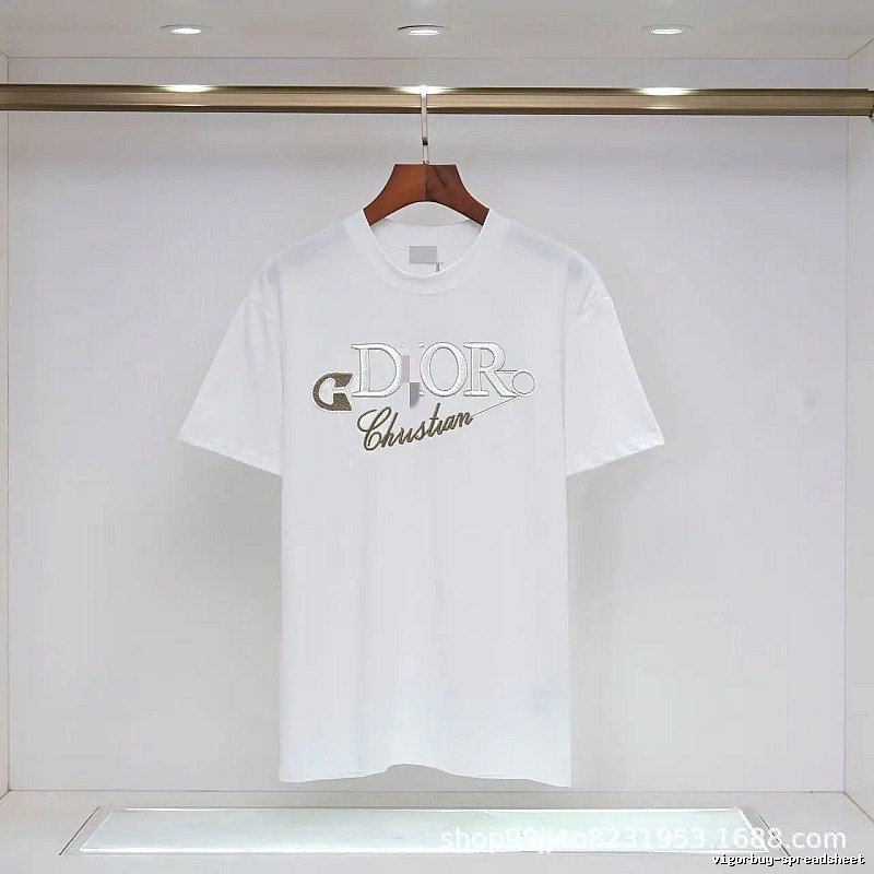 Dior Embroidered Light Luxury Style White Short-sleeve T-shirt