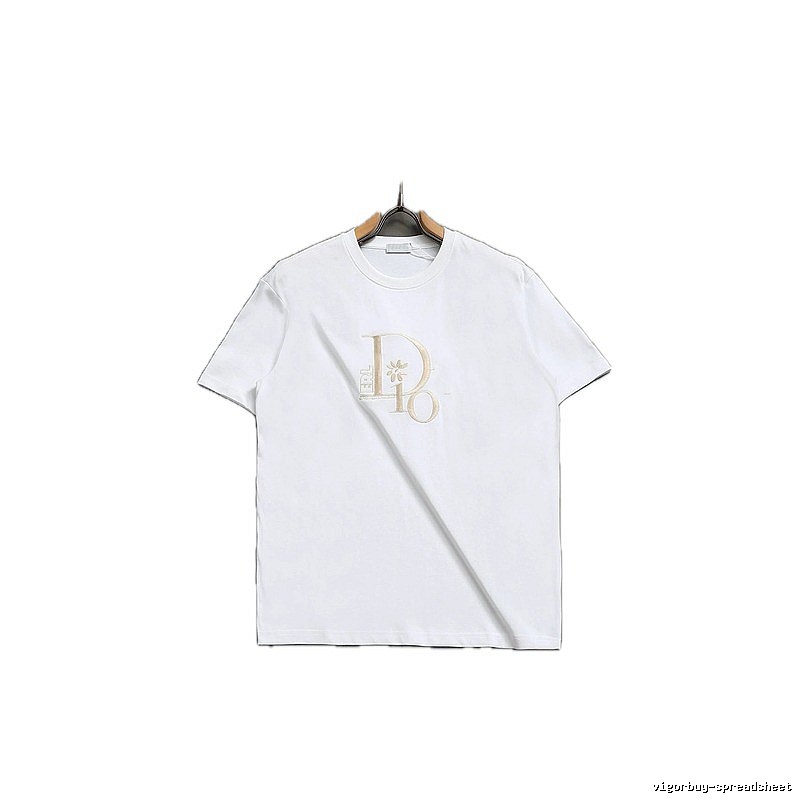 Dior Embroidered Light Luxury Style White T-Shirt