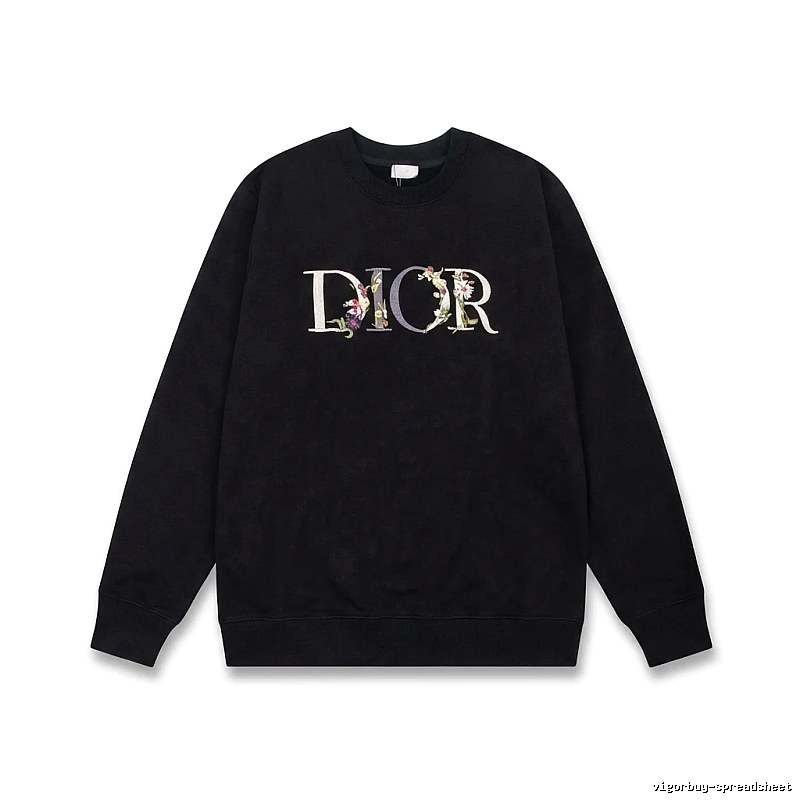 Dior Floral Alphabet Style Black Sweatshirt
